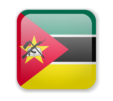 Mozambique flag bright square icon. Vector Illustrationのイラスト素材