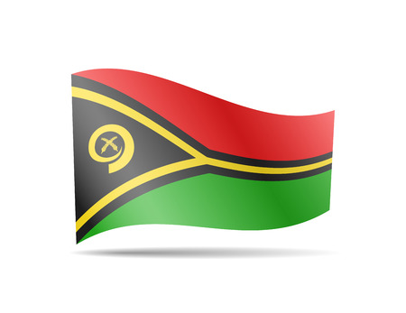Waving Vanuatu flag in the wind. Flag on white background vector illustrationのイラスト素材