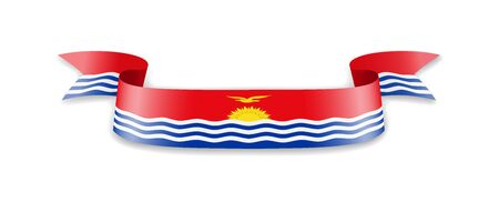 Kiribati flag in the form of wave ribbon. Vector illustration.のイラスト素材