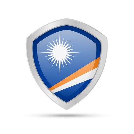 Shield with Marshall Islands flag on white background. Vector illustration.のイラスト素材