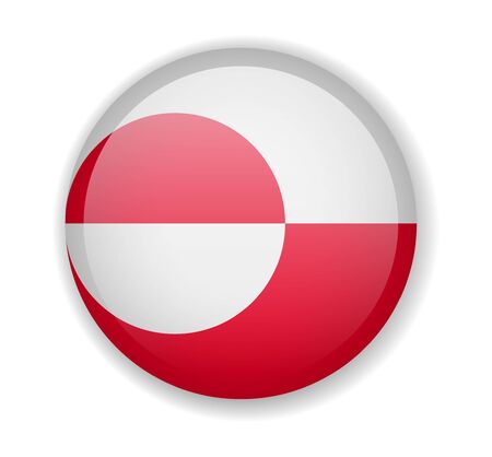Greenland flag round bright icon vector Illustrationのイラスト素材