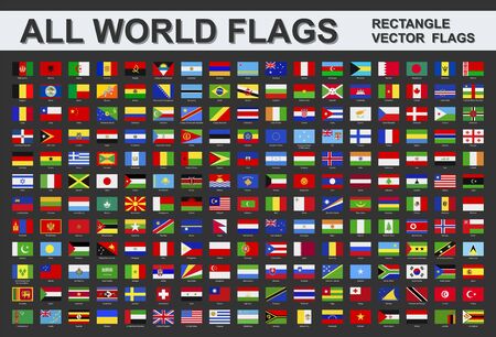 All world flags - vector set of rectangular icons. All countriesのイラスト素材