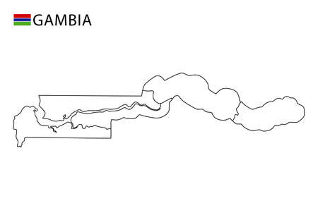 Gambia map, black and white detailed outline regions of the country. Vector illustrationのイラスト素材