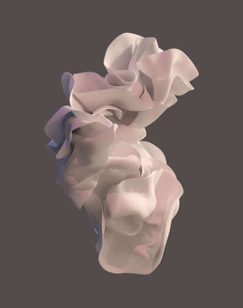 Elegant light fabric divided on a dark beige background. Flying fabric texture. High resolution image. 3D renderingの写真素材