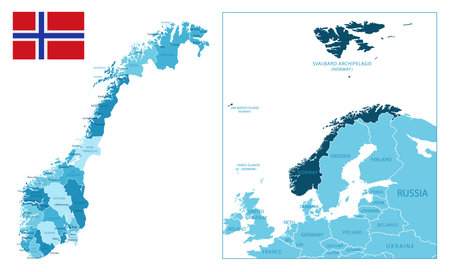 Norway - highly detailed blue map. Vector illustrationのイラスト素材