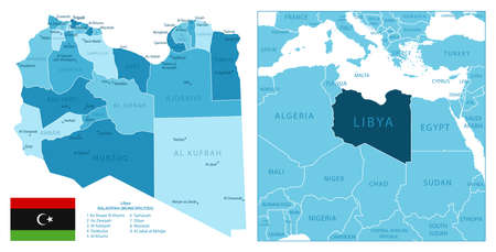 Libya - highly detailed blue map. Vector illustrationのイラスト素材