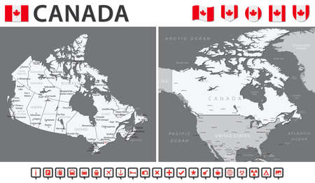 Canada Map - Vector Infographic Set. vector illustrationのイラスト素材