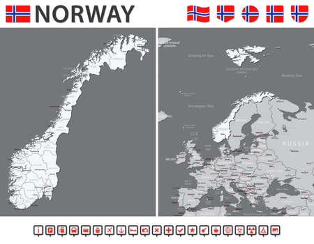 Norway Map - Vector Infographic Set. vector illustrationのイラスト素材
