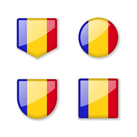 Flags of Chad - glossy collection. Set of vector illustrationsのイラスト素材