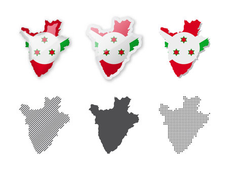 Burundi - Maps Collection. Six maps of different designs. Set of vector illustrationsのイラスト素材