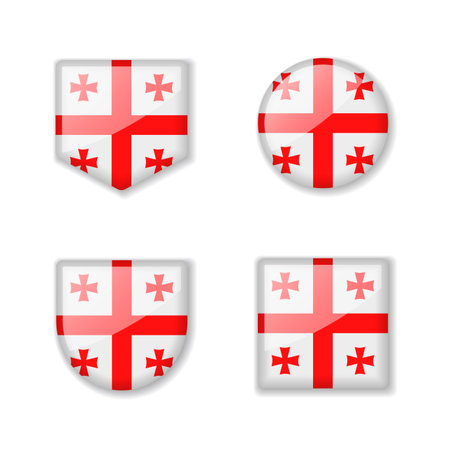 Flags of Georgia - glossy collection. Set of vector illustrationsのイラスト素材