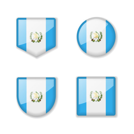 Flags of Guatemala - glossy collection. Set of vector illustrationsのイラスト素材