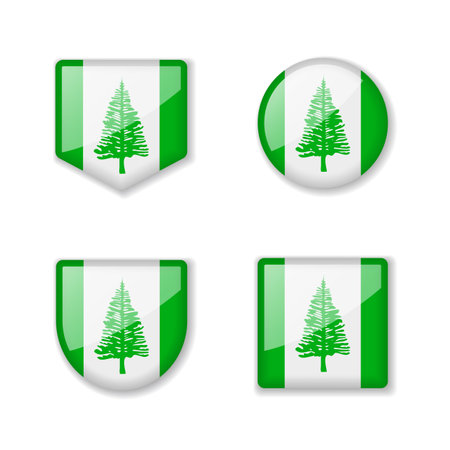 Flags of Norfolk Island - glossy collection. Set of vector illustrationsのイラスト素材