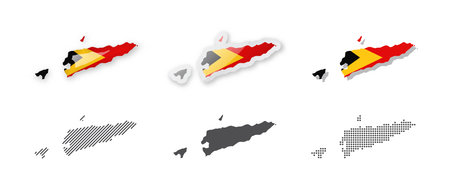 East Timor - Maps Collection. Six maps of different designs. Set of vector illustrationsのイラスト素材