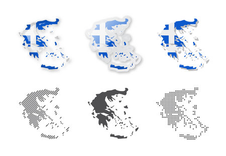 Greece - Maps Collection. Six maps of different designs. Set of vector illustrationsのイラスト素材