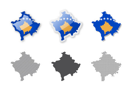 Kosovo - Maps Collection. Six maps of different designs. Set of vector illustrationsのイラスト素材