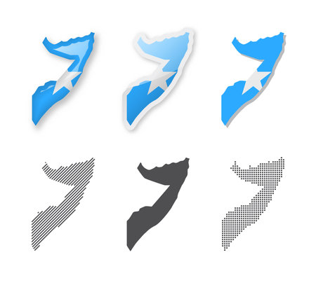 Somalia - Maps Collection. Six maps of different designs. Set of vector illustrationsのイラスト素材