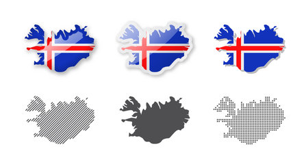 Iceland - Maps Collection. Six maps of different designs. Set of vector illustrationsのイラスト素材