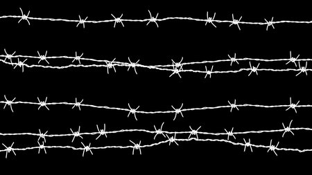 Barbed wire background. Vector illustration isolated on black.のイラスト素材