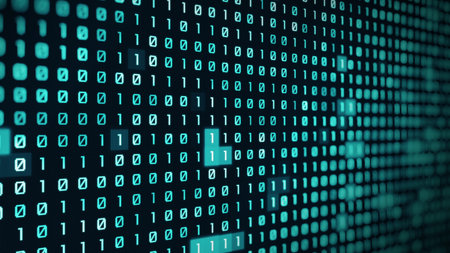 Binary code concept. Binary code in the technological space. Technology business, finance, and...