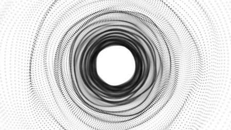 Abstract hypnotic tunnel created from dots on a white background. Tunnel of digital cyberspace.