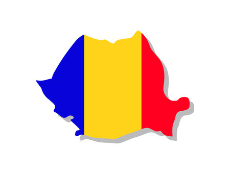 Romania - Flag inscribed in the contour of the country. Vector illustration.のイラスト素材