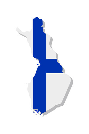 Finland - Flag inscribed in the contour of the country. Vector illustration.のイラスト素材