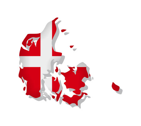 Denmark - Flag inscribed in the contour of the country. Vector illustration.のイラスト素材