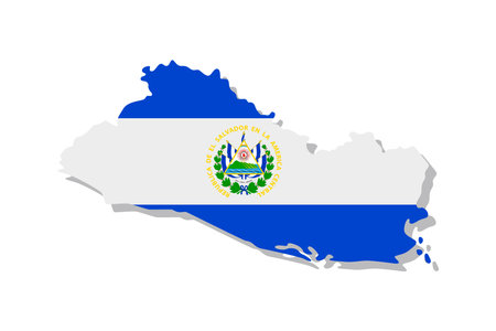 El Salvador - Flag inscribed in the contour of the country. Vector illustration.のイラスト素材