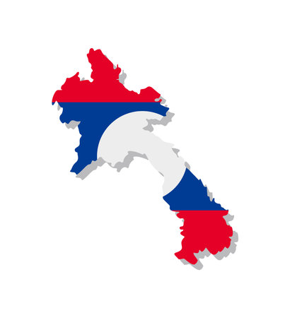 Laos - Flag inscribed in the contour of the country. Vector illustration.のイラスト素材