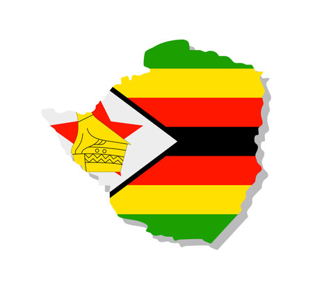 Zimbabwe - Flag inscribed in the contour of the country. Vector illustration.のイラスト素材