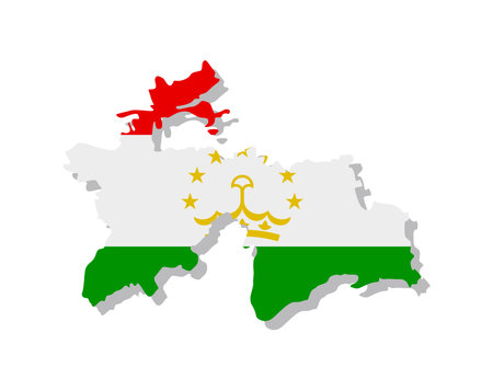 Tajikistan - Flag inscribed in the contour of the country. Vector illustration.のイラスト素材