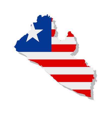 Liberia - Flag inscribed in the contour of the country. Vector illustration.のイラスト素材