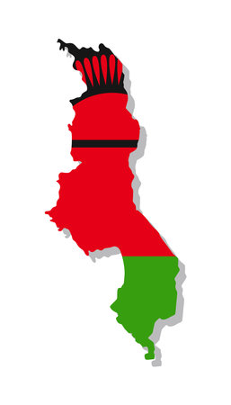 Malawi - Flag inscribed in the contour of the country. Vector illustration.のイラスト素材