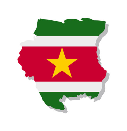 Suriname - Flag inscribed in the contour of the country. Vector illustration.のイラスト素材