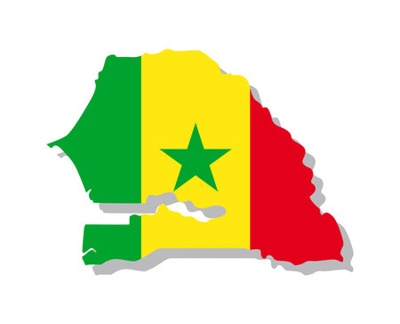 Senegal - Flag inscribed in the contour of the country. Vector illustration.のイラスト素材