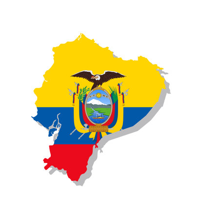 Ecuador - Flag inscribed in the contour of the country. Vector illustration.のイラスト素材