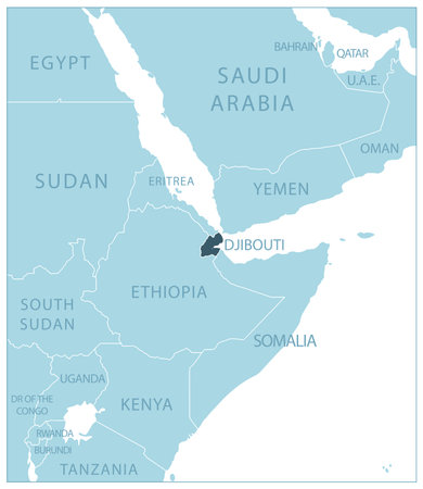 Djibouti - blue map with neighboring countries and names. Vector illustrationのイラスト素材
