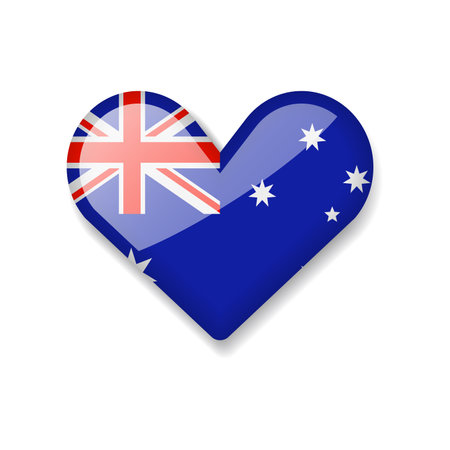 Australia - Shiny Flag in the Form of Heart. Vector Illustration.のイラスト素材