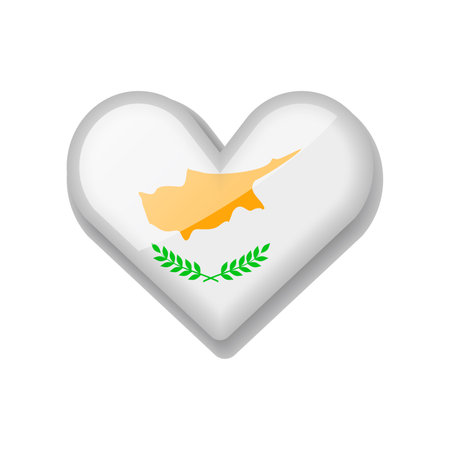 Cyprus - Shiny Flag in the Form of Heart. Vector Illustration.のイラスト素材