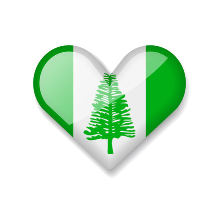 Norfolk Island - Shiny Flag in the Form of Heart. Vector Illustration.のイラスト素材