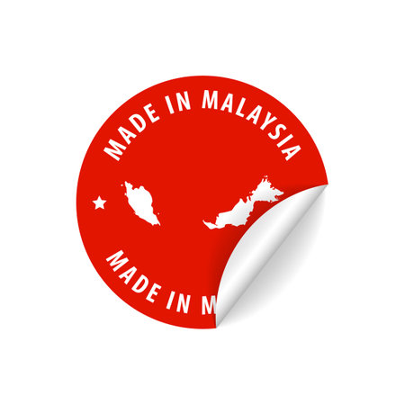 Made in Malaysia - Country Map Sticker. Best Quality. Original Product. Vector illustration.のイラスト素材