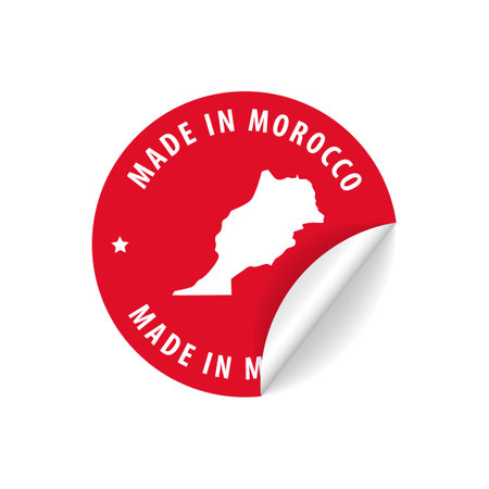 Made in Morocco - Country Map Sticker. Best Quality. Original Product. Vector illustration.のイラスト素材