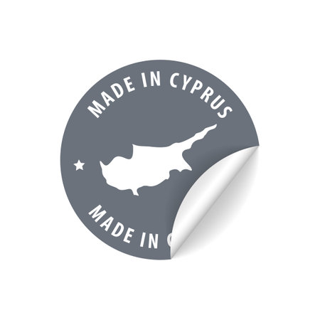 Made in Cyprus - Country Map Sticker. Best Quality. Original Product. Vector illustration.のイラスト素材