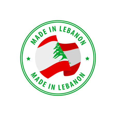 Made in Lebanon stamp, sticker. Vector illustration.のイラスト素材