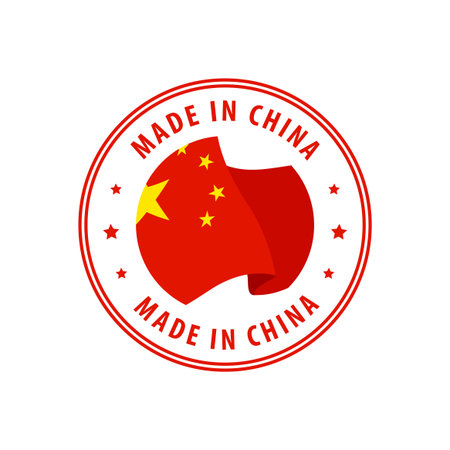 Made in China stamp, sticker. Vector illustration.のイラスト素材