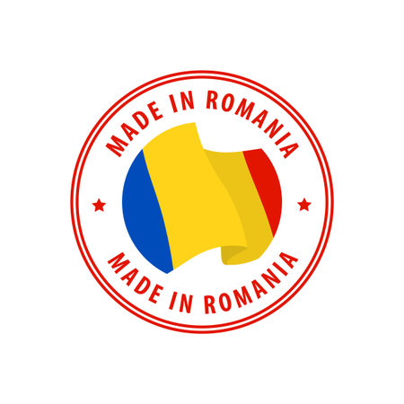Made in Romania stamp, sticker. Vector illustration.のイラスト素材