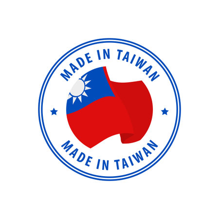 Made in Taiwan stamp, sticker. Vector illustration.のイラスト素材