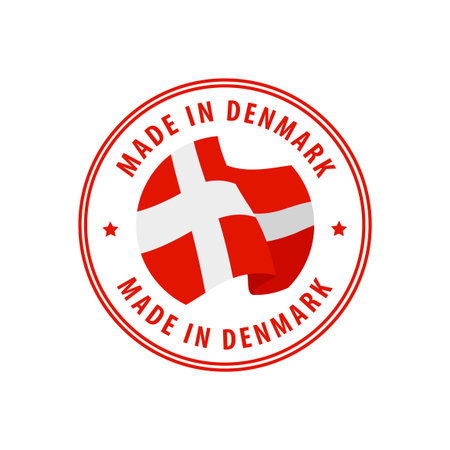 Made in Denmark stamp, sticker. Vector illustration.のイラスト素材