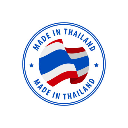 Made in Thailand stamp, sticker. Vector illustration.のイラスト素材